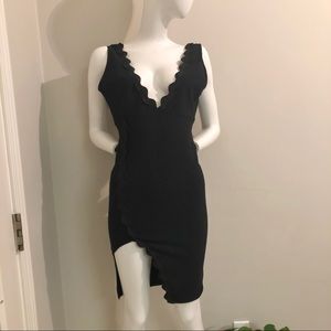 Black Scalloped Pin Up Style Dress S